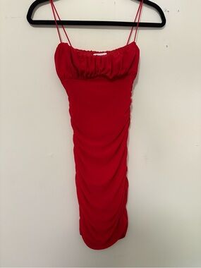 Princess Polly Red Ruched Spaghetti Strap Mini Dress